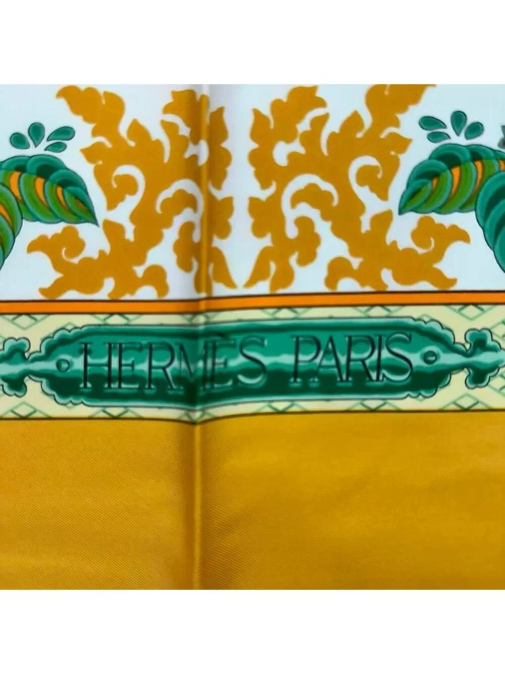 Hermes Carre 90 Nikko Toshogu Silk Scarf Yellow